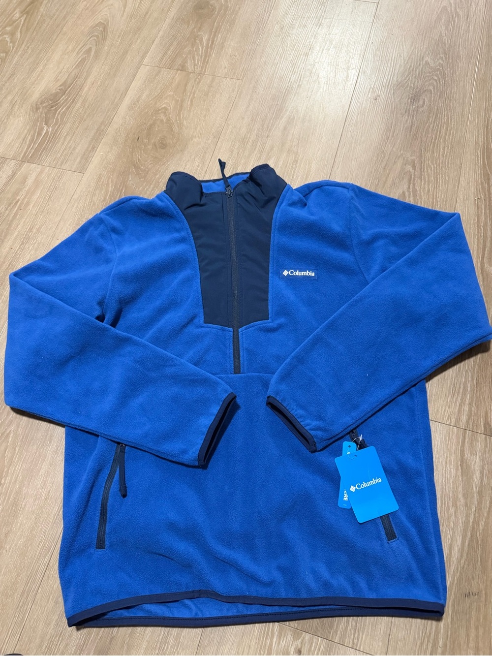 Columbia Men’s Royal Blue Zip-Up Fleece with Navy Chest Panel
